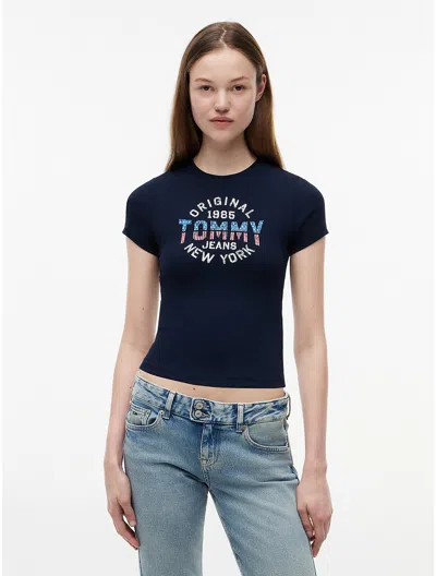 Tommy Hilfiger Tommy Jeans Retro Ny Logo T In Blue