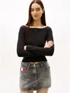 Tommy Hilfiger Tommy Jeans Rhinestone Open Back T In Black