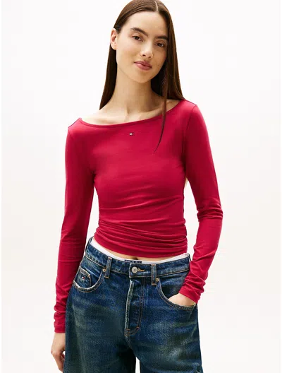 Tommy Hilfiger Tommy Jeans Rhinestone Open Back T In Red