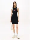 Tommy Hilfiger Tommy Jeans Ribbed Mini Sweater Dress In Black