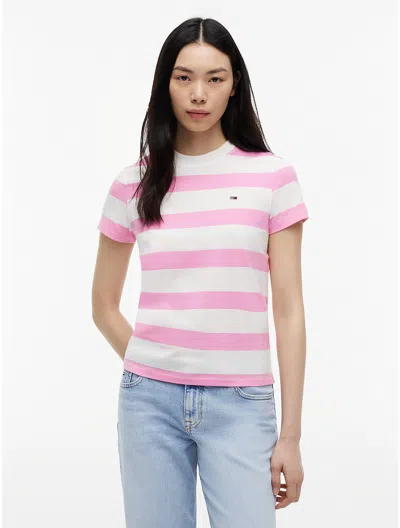 Tommy Hilfiger Tommy Jeans Rugby Stripe T In Pink