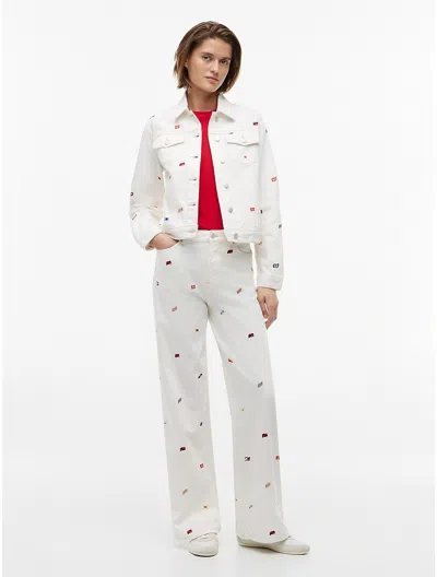 Tommy Hilfiger Tommy Jeans Sailing Flag Wide Leg Jean In White