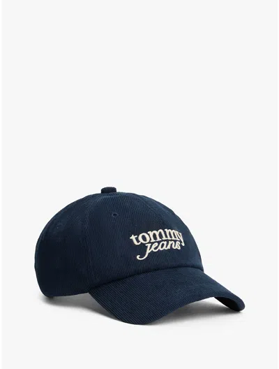Tommy Hilfiger Tommy Jeans Script Corduroy Baseball Cap In Black