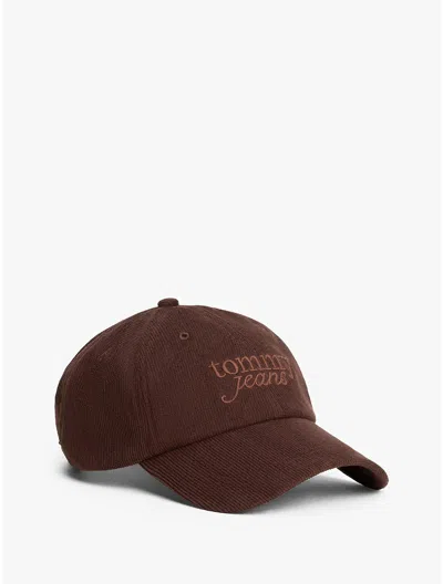 Tommy Hilfiger Tommy Jeans Script Corduroy Baseball Cap In Brown