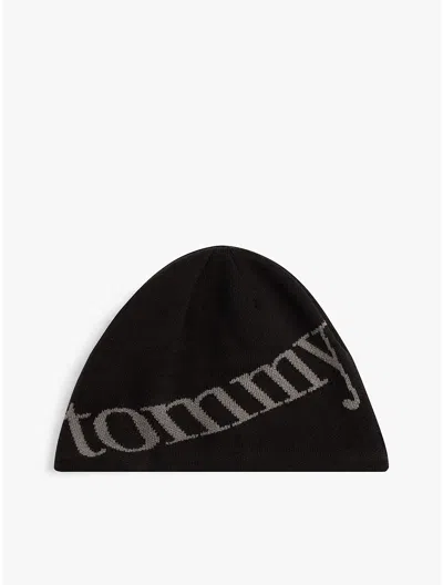Tommy Hilfiger Tommy Jeans Script Logo Beanie In Black