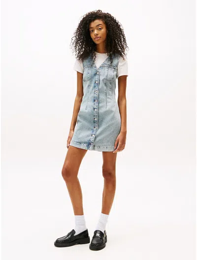 Tommy Hilfiger Tommy Jeans Sleeveless Denim Mini Dress In Blue
