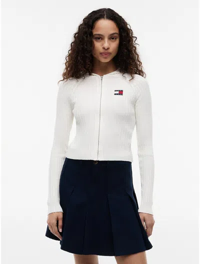 Tommy Hilfiger Tommy Jeans Slim Fit Hooded Zip Cardigan In White