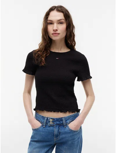Tommy Hilfiger Tommy Jeans Slim Fit Shirred T In Black