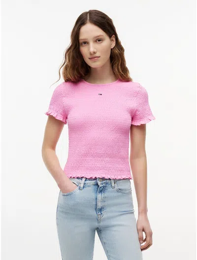 Tommy Hilfiger Tommy Jeans Slim Fit Shirred T In Pink