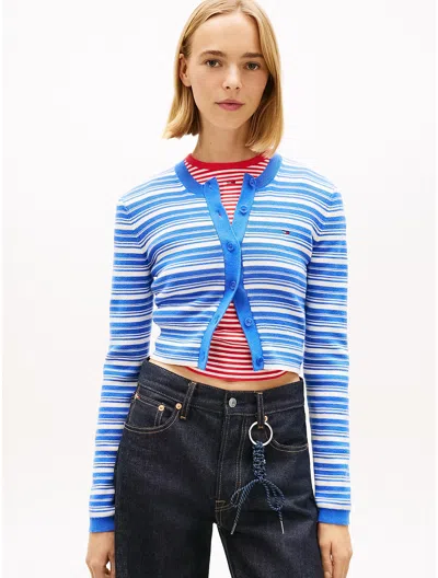 Tommy Hilfiger Tommy Jeans Slim Fit Striped Cardigan In Blue