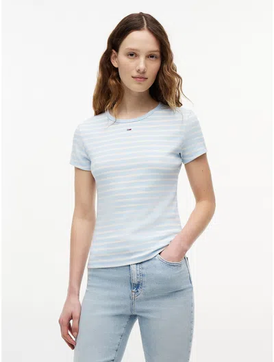 Tommy Hilfiger Tommy Jeans Slim Stretch Ribbed T In Blue