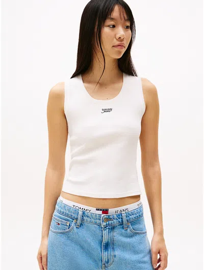 Tommy Hilfiger Tommy Jeans Slim Stretch Ribbed Tank Top In White