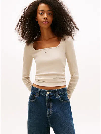 Tommy Hilfiger Tommy Jeans Square Neck Rib In Neutral