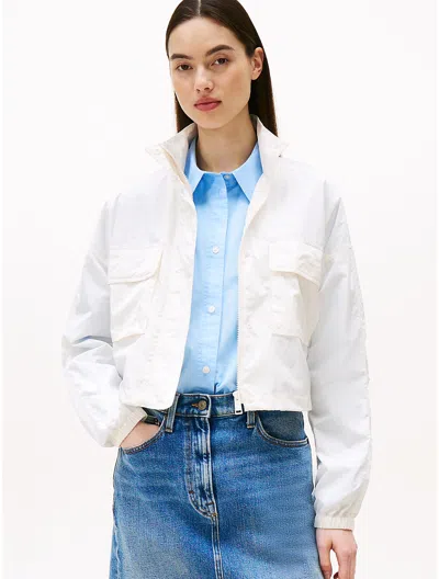 Tommy Hilfiger Tommy Jeans Standing Collar Windbreaker In White