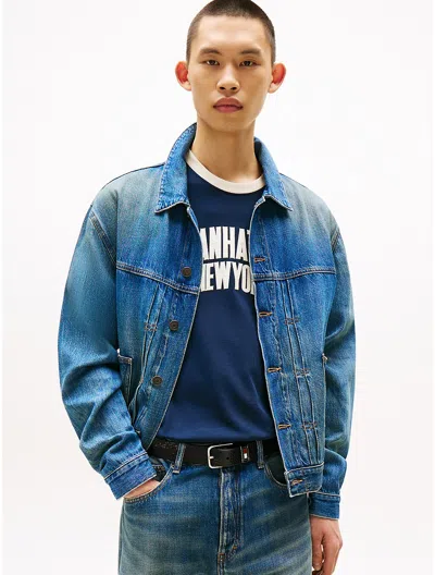 Tommy Hilfiger Tommy Jeans Stitched Logo Denim Jacket In Blue