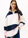 Tommy Hilfiger Tommy Jeans Stripe Rugby Sweatshirt In Multi