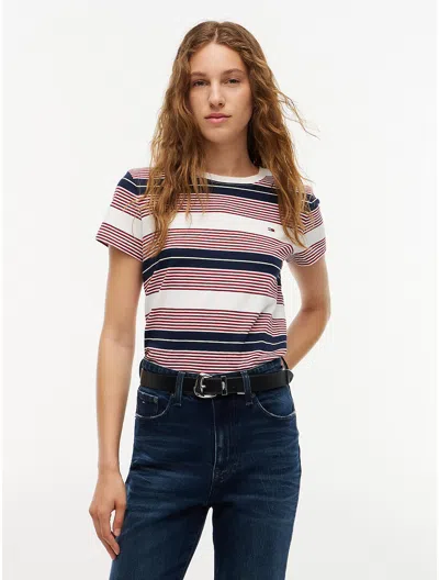 Tommy Hilfiger Tommy Jeans Striped Crewneck T In Multi