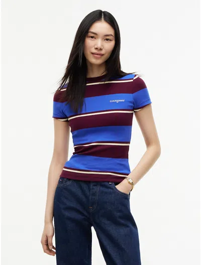 Tommy Hilfiger Tommy Jeans Striped Ribbed T In Multi