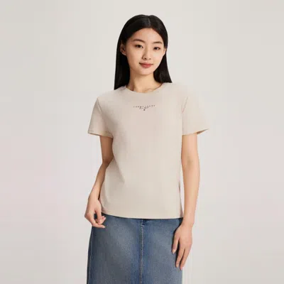 Tommy Hilfiger 【美式休闲】tommy Jeans 春夏女纯棉平纹针织净色刺绣t恤17828 In Neutral