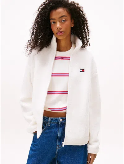 Tommy Hilfiger Tommy Jeans Teddy Fleece Zip Jacket In White