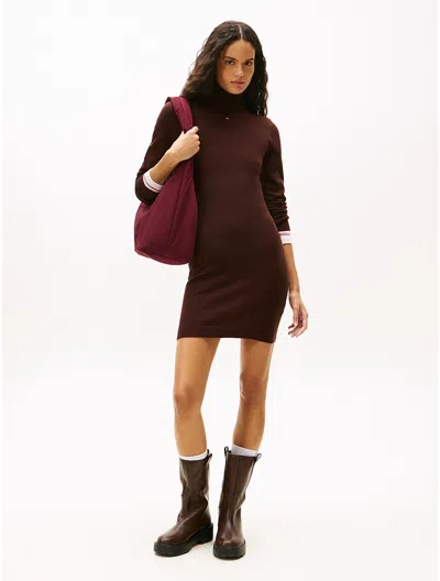 Tommy Hilfiger Tommy Jeans Turtleneck Sweater Dress In Brown
