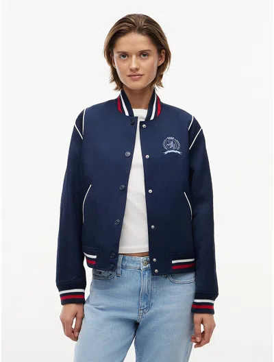 Tommy Hilfiger Tommy Jeans Varsity Bomber Jacket In Blue