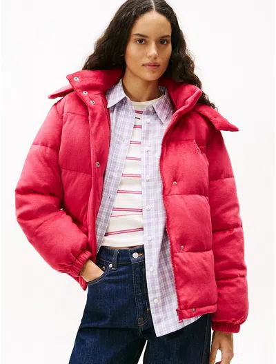 Tommy Hilfiger Tommy Jeans Velour Quilted Puffer Jacket In Animal Print