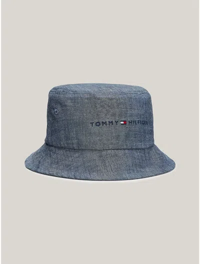 Tommy Hilfiger Tommy Logo Chambray Bucket Hat In Blue