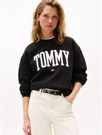 Tommy Hilfiger Tommy Logo Crewneck Sweatshirt In Black