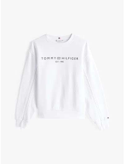Tommy Hilfiger Tommy Logo Crewneck Sweatshirt In Optic White