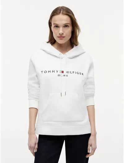 Tommy Hilfiger Tommy Logo Fleece Hoodie In White