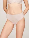 Tommy Hilfiger Tommy Logo High Waist Thong In Balanced Beige