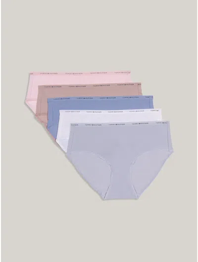 Tommy Hilfiger Tommy Logo Hipster Panty 5 In Gray Dawn / Bright White / Forever Blue / Balanced Beige / Blushing Bride