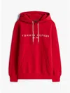 Tommy Hilfiger Embroidered Tommy Logo Hoodie In Red