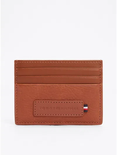 Tommy Hilfiger Tommy Logo Leather Card Holder In Winter Cognac