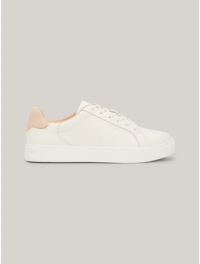 Tommy Hilfiger Tommy Logo Leather Court Sneaker In Pink Bloom