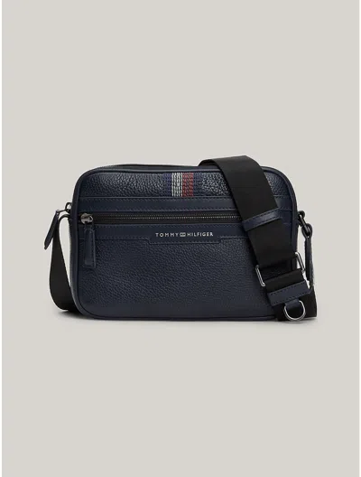 Tommy Hilfiger Tommy Logo Leather Crossbody Bag In Space Blue