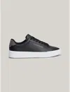 Tommy Hilfiger Tommy Logo Leather Cupsole Sneaker In Black/black