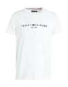 Tommy Hilfiger Tommy Logo T-shirt Man T-shirt Cream Size L Cotton In White
