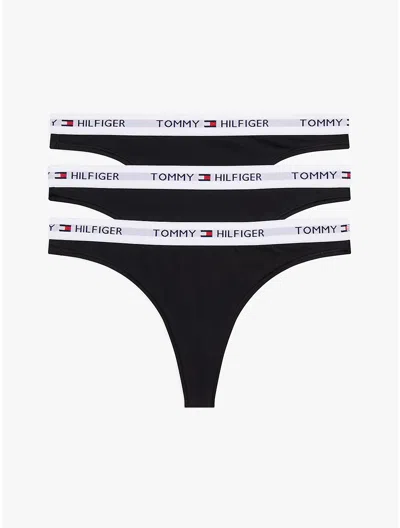 Tommy Hilfiger Tommy Logo Thong 3 In Black