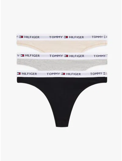 Tommy Hilfiger Tommy Logo Thong 3 In Multi