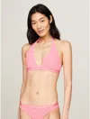 Tommy Hilfiger Tommy Logo Triangle Bikini Top In Botanical Pink