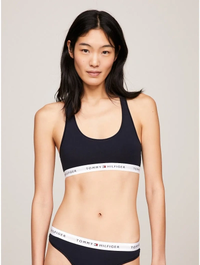 Tommy Hilfiger Unlined Tommy Logo Bralette In Black