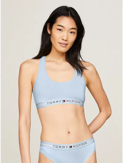 Tommy Hilfiger Tommy Logo Unlined Bralette In Breezy Blue