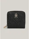 Tommy Hilfiger Tommy Monogram Zip Wallet In Black