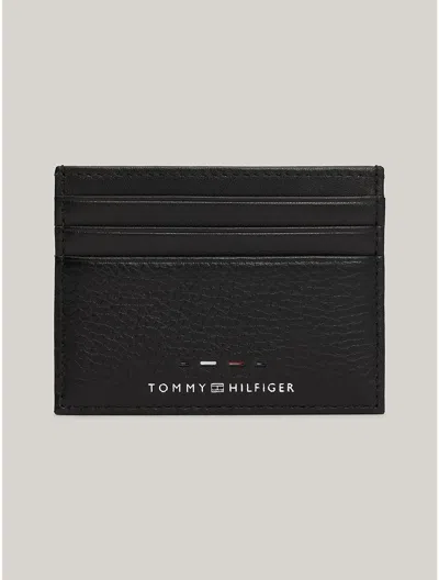 Tommy Hilfiger Tommy Premium Leather Card Holder In Black