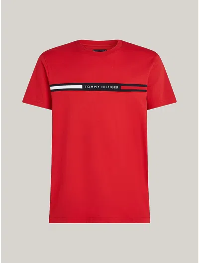 Tommy Hilfiger Tommy Ribbed Inset Logo T In Primary Red