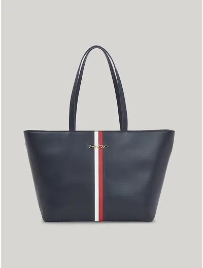 Tommy Hilfiger Tommy Signature Stripe Tote In Space Blue