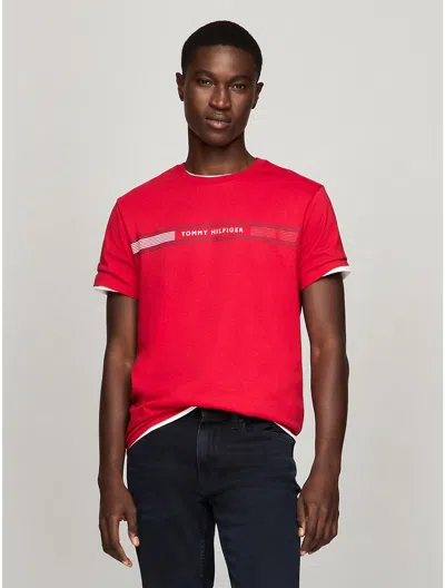 Tommy Hilfiger Tommy Stripe Graphic T In Primary Red