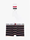 Tommy Hilfiger Tommy Stripe Trunk And Sock Set 2 In Stack Stripe Navy